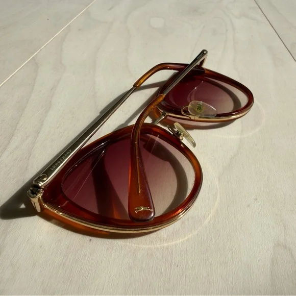 [Longchamp] Women's Brown Frame Sunglasses with Gold Details - Picture 6 of 11